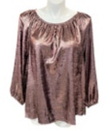 NWT Lane Bryant 26/28 Rose Pink Metallic Womens Blouse Shimmery Long Sleeve Top