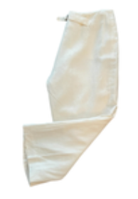 Willi Smith Size 10 White 100% Linen Cropped Straight Wide Leg Pants Side Zip