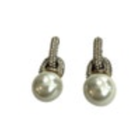 Classic Pearl Crystal Rhinestone Dangle Earring Prom Elegant Gold Tone Evening