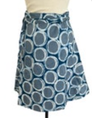Global Mamas Women's Small Belted Wrap Skirt BATIK Light Blue/grey A Line