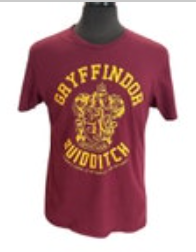 Harry Potter Mens L Gryffindor Quidditch Burgundy Gold 100% Cotton T-Shirt