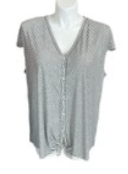 NWT Women's 3x Max Studio Striped Sleeveless Button Up Top Rayon Blend MSRP $68
