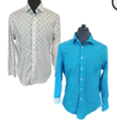 Lot of 2 Egara Men's Geometric L/S Modern Fit Stretch Dress Shirts Size L