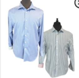 Lot of 2 Egara Men's L/S Contrast Cuff Modern Fit Stretch Dress Shirts Size L