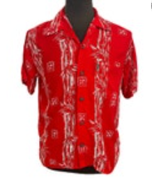 Vintage 90s Pineapple Connection Shirt Mens S Red Bamboo Hawaiian Tropical Rayon
