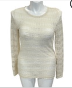 Ralph Lauren Denim & Supply Lace Sheer Cottage L/S Womens L Fitted Sheer Top