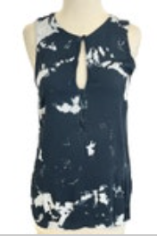 Feel the Piece Terre Jacobs Womens Rayon Stretch Keyhole Tank Blue Tie Dye XS/S