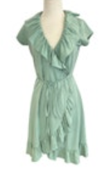 MATILDA JANE Spring Dress S Green Light As Air True Wrap Ruffle Jersey Knit READ