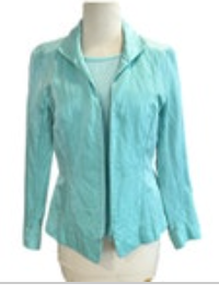 Lafayette 148 M/8 Aqua Metallic Zip front Lightweight Lined Blazer with Blouse
