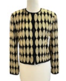 Vintage Camille Marie Women's Dressy Evening Beaded Black Gold Jacket Size Small