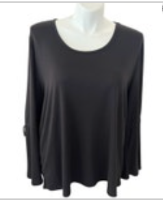 Michael Kors 3X Black Womens Long Sleeve Stretch Plus Tie Sleeve