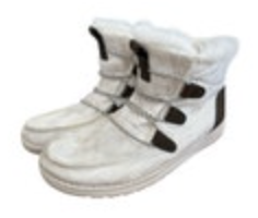 Hey Dude Women's Lea Faux Fur White Booties Size 6 Comfort Slip On