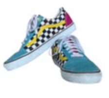 Vans Old Skool Look Saved By The Bell Checkered Suede Blue Pink 9.5 Men 11 Women