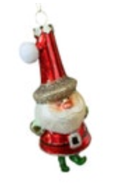Vintage Painted Glass Santa Claus Ornament Embellished Glitter