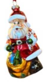 Painted Glass Santa Claus Ornament Embellished Glitter Toy Bag Candy Cane