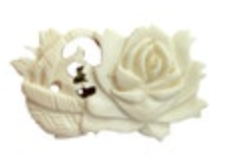 Rose Floral Carved Brooch Pin Off White Vintage