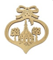 Wood Laser Cut Church Tree Christmas Ornament Holiday