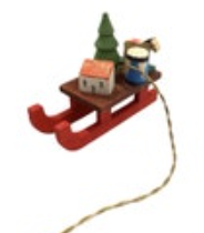 Wood Sleigh Tree Drum Horse Christmas Ornament Holiday Painted