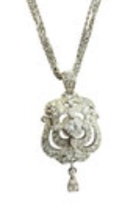 18” 3 Strand CZ Necklace Art Nouveau Elegant Silver Tone Stamped