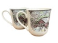 Two 2 Johnson Bros Covered Bridge The Friendly Village Coffee Cup Mug England