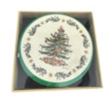 Spode Christmas Tree Paper Coasters in Box Set Of 8 Round 4”