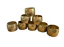 Vintage Etched Brass Napkin Rings Gold Floral Band Set of 8 India