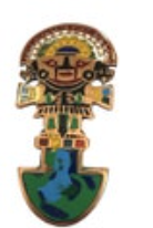Peruvian Tumi God Brooch Pin Vintage Enamel Inca Style Tribal Souvenir Jewelry