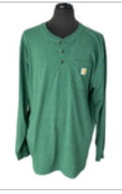 Carhartt Loose Fit Long Sleeve Henley Pocket Tee Mens L Heather Green Workwear