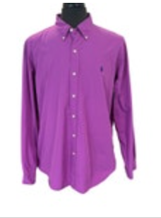 Ralph Lauren Polo Purple Men's XL Bermuda Poplin Button Down Cotton Silk Blend