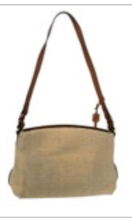 Fossil Satchel Purse Hand Bag Natural Leather Material Purse Canvas Wooden Key