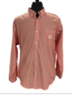 Campus Specialties Size L Clemson Tigers Orange Gingham Button Up Long Sleeve