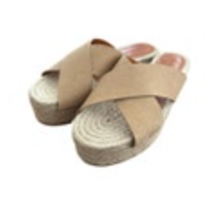 ALLSAINTS Harlem Espadrille Tan Leather Platform Slides Size 39 (US 8) EUC