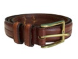 Brown Italian Leather Dress Belt Men's Size 36 Classic Well Made Brass