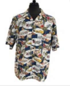 HILO HATTIE Men's XL Vintage Warplanes Hawaiian Shirt Handcrafted in Hawaii