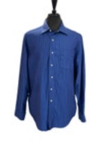 Tommy Bahama Blue Oxford Pin Striped Dress Shirt Men's 16.5/36-37 100% Cotton