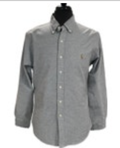Polo Ralph Lauren Gray Slim Fit Stretch Oxford Long Sleeve Shirt Mens Large