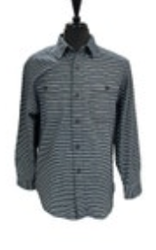 Duluth Trading Small Blue Free Swingin Flannel Relaxed Fit Striped 2 Pockets