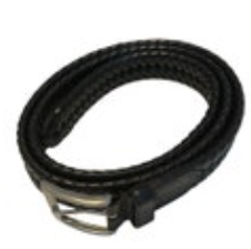 XL Men’s Woven Leather Black Belt Silver Hardware 42-44 Faux Leather