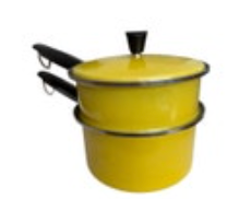 Vintage Sears Double Boiler With Lid 1970s Yellow Mod 3 Pieces