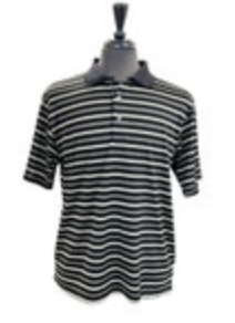 PGA Tour Golf XL Mens Polo Shirt Short Sleeved Black White Gray Striped