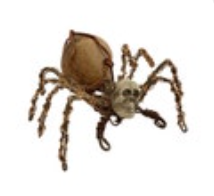 Handmade Wire Spider Sculpture Skull Head Walnut Shell Gothic Halloween Decor