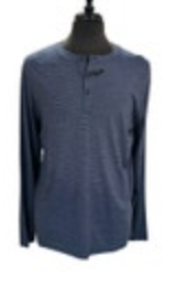 Travis Mathew NWT Henley Shirt Mens Size L Heather Blue Nights Pinstriped