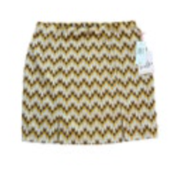 Belle Du Jour Knit Mini Skirt Womens Size Large Geometric Chocolate Yellow Gray