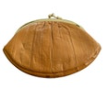 Lee Sands Genuine Eel Skin Leather Double Kiss Lock Brown Clutch Purse Wallet
