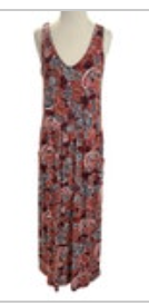 Garnet Hill Womens Small Red Sleeveless BOHO Maxi Dress Floral Paisley Knit