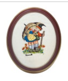 Vintage Hummel Needlepoint Cross Stitch Oval Framed Embroidered Pictures Art