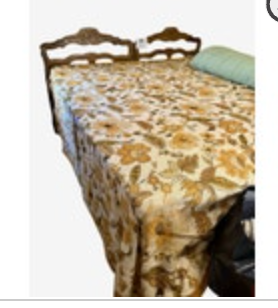 Vintage Floral King Size Bedspread Retro Orange Yellow Green Botanical MCM mod