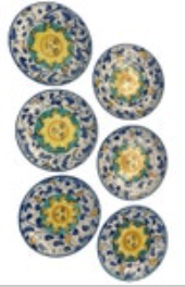 Vintage Vietri Soli The Sun Pottery Hand Painted Italy Small Plates Set Of 6