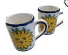 Vintage Starbucks Coffee Mug Vietri Sun Soli Floral Italian Italy Set Of Two