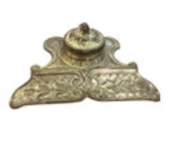 Vintage Brass Andrea by Sadek Inkwell Fountain Pen Rest Desk Office